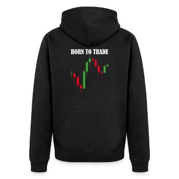 Born to Trade Trading Aktien Börse - Unisex Premium Bio Zip Hoodie - Schwarz - Hinten - Nico (187cm)