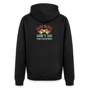 Gamers don't respawn the they - Unisex Premium Organic Zip Hoodie - black - Back - Nico (187cm)