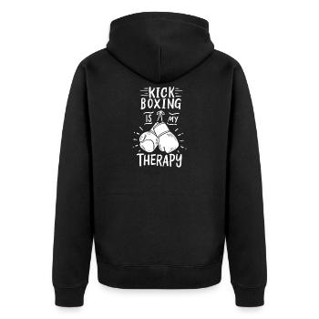 Kickboxen Kickboxer - Unisex Premium Bio Zip Hoodie - Schwarz - Hinten - Nico (187cm)