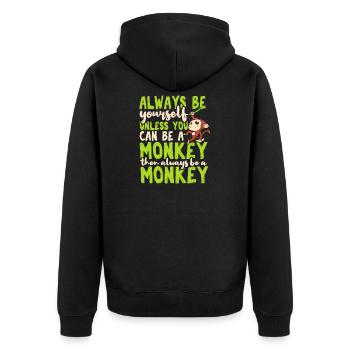 Monkey - Unisex Premium Organic Zip Hoodie - black - Back - Nico (187cm)