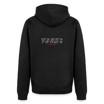 Liverpool Coordinates Emblem - Unisex Premium Organic Zip Hoodie - black - Back - Nico (187cm)