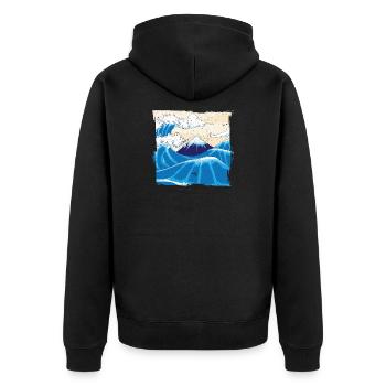 Japanische große Welle Japan - Unisex Premium Bio Zip Hoodie - Schwarz - Hinten - Nico (187cm)