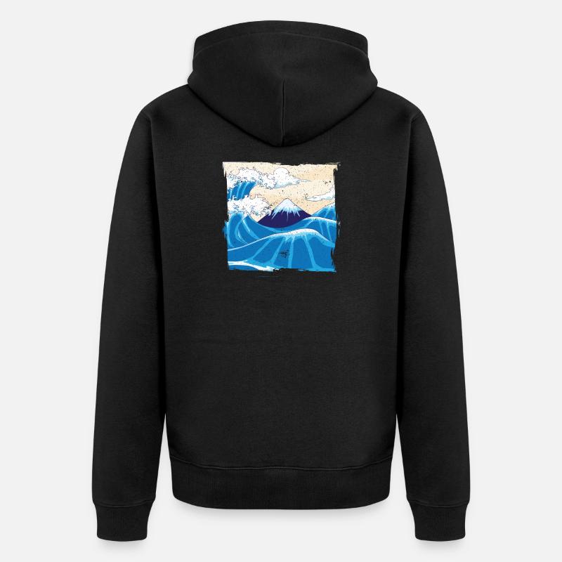 Japonais Big Wave Japon - Veste à capuche bio Premium Unisexe - noir