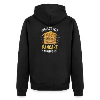 Pancake - Unisex Premium Organic Zip Hoodie - black - Back - Nico (187cm)