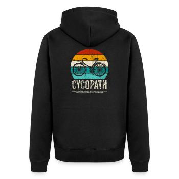 Cycopath Bicycle Retro Sunset - Unisex Premium Bio Zip Hoodie - Schwarz - Hinten - Nico (187cm)