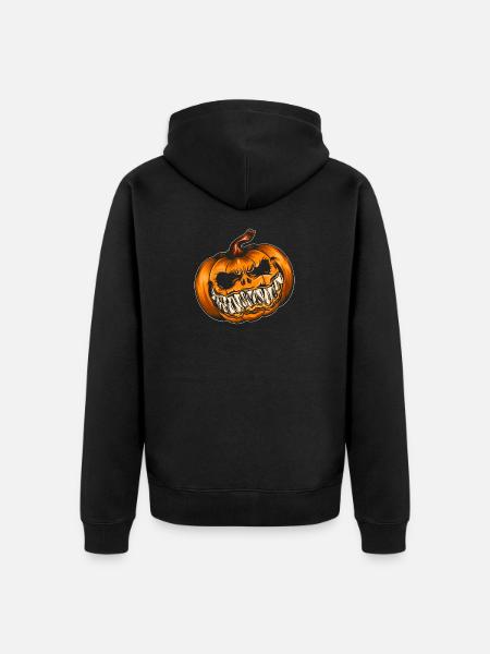 Spooky Pumpkin Laugh - Unisex Premium Organic Zip Hoodie - black