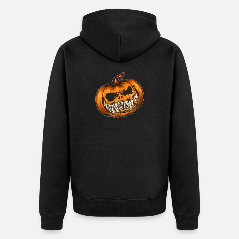 Rire effrayant de citrouille - Veste à capuche bio Premium Unisexe - noir