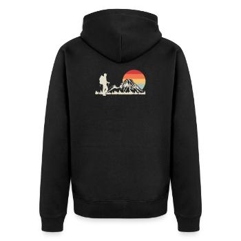 Wandern Wanderer - Unisex Premium Bio Zip Hoodie - Schwarz - Hinten - Nico (187cm)