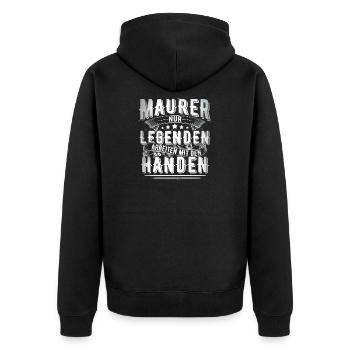 Maurer - Unisex Premium Bio Zip Hoodie - Schwarz - Hinten - Nico (187cm)
