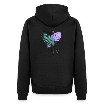 Illustration artistique de plantes - Veste à capuche bio Premium Unisexe - noir - Dos - Nico (187cm)