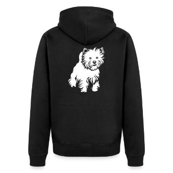 West Highland Terrier "Black Edition" - Unisex Premium Bio Zip Hoodie - Schwarz - Hinten - Nico (187cm)