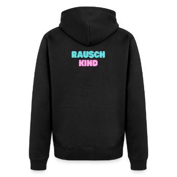 Rauschkind - Wiener Dialekt Kosename für Freunde - Unisex Premium Bio Zip Hoodie - Schwarz - Hinten - Nico (187cm)