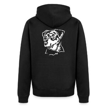 German hunting terrier head "Black Edition" - Unisex Premium Organic Zip Hoodie - black - Back - Nico (187cm)