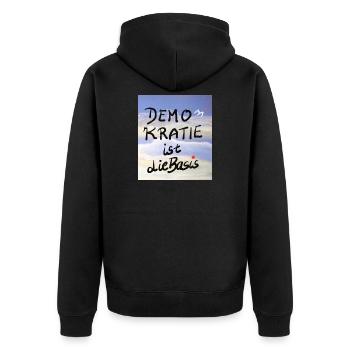 EG Menschen I Demokratie I Basis I Politik - Unisex Premium Bio Zip Hoodie - Schwarz - Hinten - Nico (187cm)