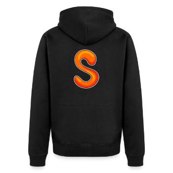 Buchstabe S - Unisex Premium Bio Zip Hoodie - Schwarz - Hinten - Nico (187cm)