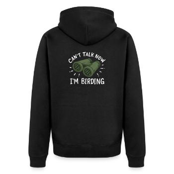 Vogelbeobachtung Vogelbeobachter - Unisex Premium Bio Zip Hoodie - Schwarz - Hinten - Nico (187cm)