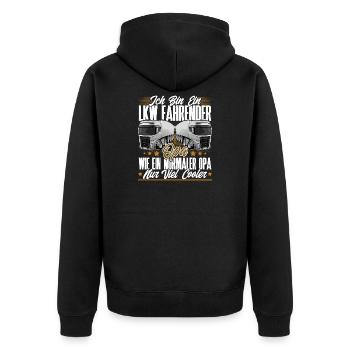 Lkw Fahrer Opa - Unisex Premium Bio Zip Hoodie - Schwarz - Hinten - Nico (187cm)