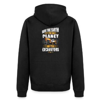 Baggerfahrer Baggerführer - Unisex Premium Bio Zip Hoodie - Schwarz - Hinten - Nico (187cm)