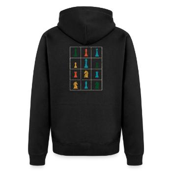 Pièces d’échiquier d’échiquier - Veste à capuche bio Premium Unisexe - noir - Dos - Nico (187cm)