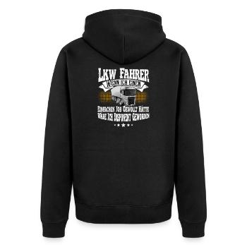 Lkw Fahrer - Unisex Premium Bio Zip Hoodie - Schwarz - Hinten - Nico (187cm)