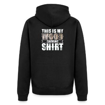 Holzschnitzen - Unisex Premium Bio Zip Hoodie - Schwarz - Hinten - Nico (187cm)