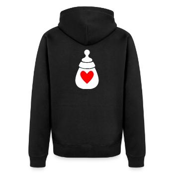 Milk bottle with heart - Unisex Premium Organic Zip Hoodie - black - Back - Nico (187cm)