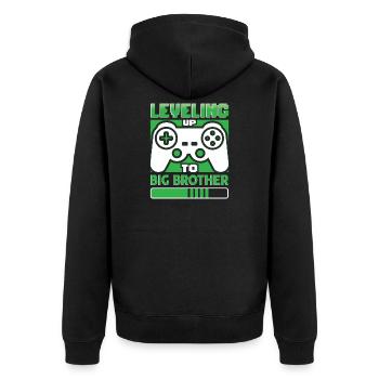 Leveling Up To Big Brother - Unisex Premium Organic Zip Hoodie - black - Back - Nico (187cm)
