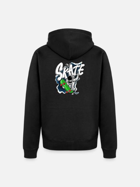 Skate astronaut - Unisex Premium Organic Zip Hoodie - black
