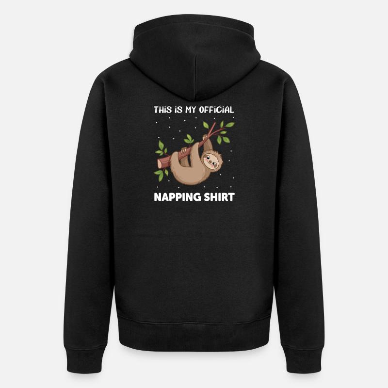 Faultier Schlafanzug - Unisex Premium Bio Zip Hoodie - Schwarz