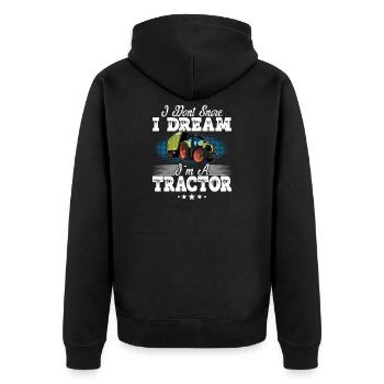 Tractor snoring funny saying - Unisex Premium Organic Zip Hoodie - black - Back - Nico (187cm)