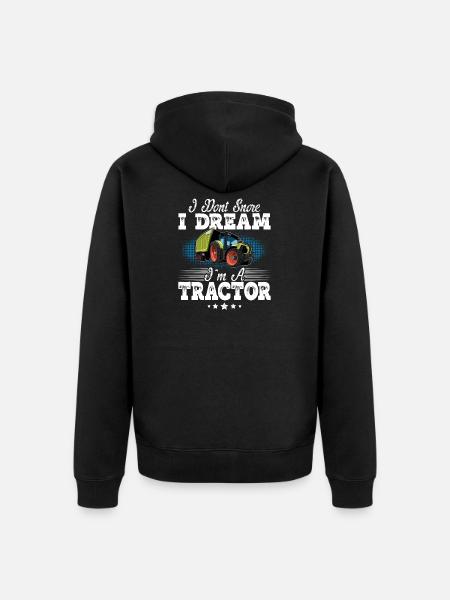 Tractor snoring funny saying - Unisex Premium Organic Zip Hoodie - black