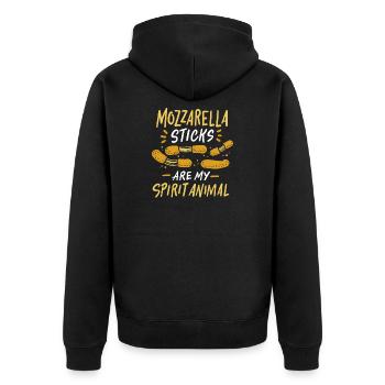 Mozzarella Stick - Unisex Premium Bio Zip Hoodie - Schwarz - Hinten - Nico (187cm)