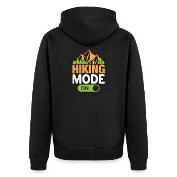 Wandern - Unisex Premium Bio Zip Hoodie - Schwarz - Hinten - Nico (187cm)