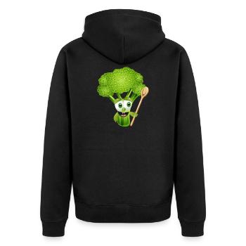 BD drôle brocolis avec cuillère à soupe - Veste à capuche bio Premium Unisexe - noir - Dos - Nico (187cm)