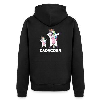 Papa Einhorn Dadacorn - Unisex Premium Bio Zip Hoodie - Schwarz - Hinten - Nico (187cm)