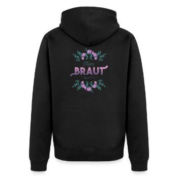 Team Braut mit Blumen Dekor - Unisex Premium Bio Zip Hoodie - Schwarz - Hinten - Nico (187cm)