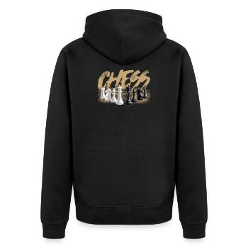 Schach - Unisex Premium Bio Zip Hoodie - Schwarz - Hinten - Nico (187cm)