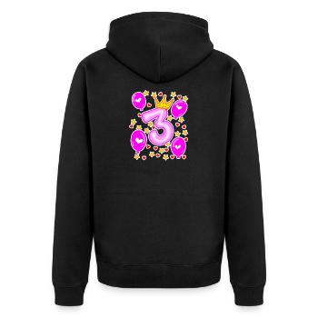 3ème anniversaire filles ballons de couronne étoiles - Veste à capuche bio Premium Unisexe - noir - Dos - Nico (187cm)