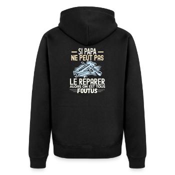 Papa réparateur Papa Bricoleur - Veste à capuche bio Premium Unisexe - noir - Dos - Nico (187cm)