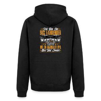 Busfahrer Opa - Unisex Premium Bio Zip Hoodie - Schwarz - Hinten - Nico (187cm)