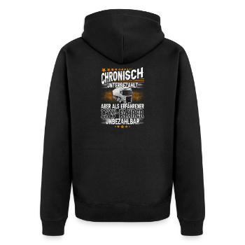 Lkw Fahrer - Unisex Premium Bio Zip Hoodie - Schwarz - Hinten - Nico (187cm)