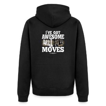 Schach - Unisex Premium Bio Zip Hoodie - Schwarz - Hinten - Nico (187cm)