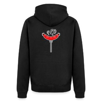Sausage - Unisex Premium Organic Zip Hoodie - black - Back - Nico (187cm)