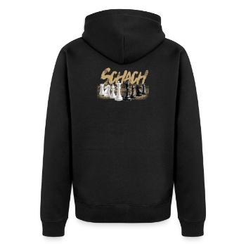 Schach - Unisex Premium Bio Zip Hoodie - Schwarz - Hinten - Nico (187cm)