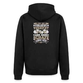 Schaf - Unisex Premium Bio Zip Hoodie - Schwarz - Hinten - Nico (187cm)