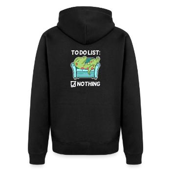 To do list Nothing Dinosaur - Unisex Premium Organic Zip Hoodie - black - Back - Nico (187cm)