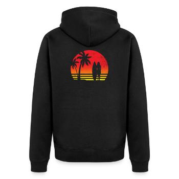 Surf Surfer Vintage - Unisex Premium Organic Zip Hoodie - black - Back - Nico (187cm)