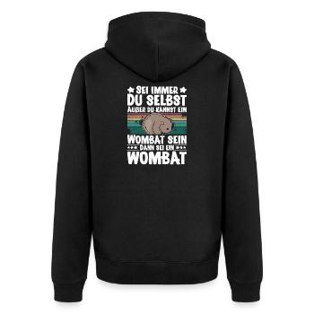 Wombat - Unisex Premium Bio Zip Hoodie - Schwarz - Hinten - Nico (187cm)