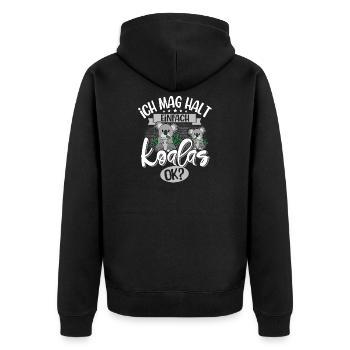 Koala - Unisex Premium Organic Zip Hoodie - black - Back - Nico (187cm)