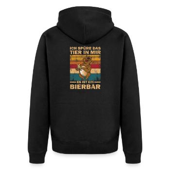 Männertag Vatertag Herrentag - Vater Bier das Tier - Unisex Premium Bio Zip Hoodie - Schwarz - Hinten - Nico (187cm)